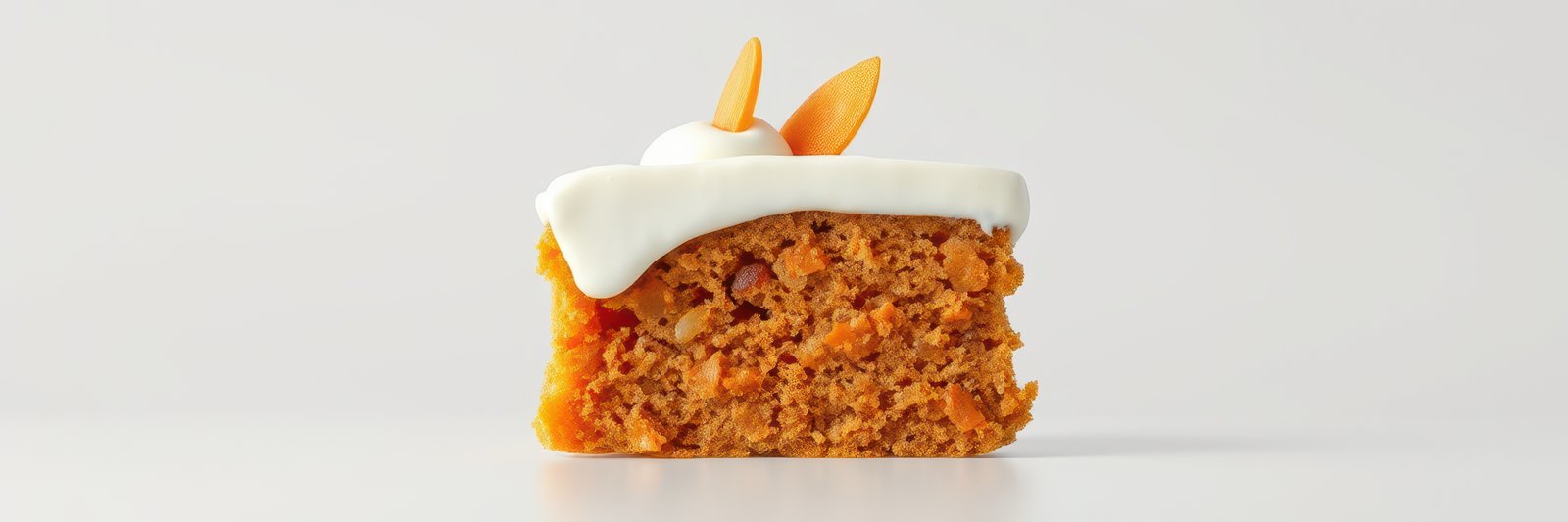 Delicious carrot cake slice topped with cream and almonds on a clean surface